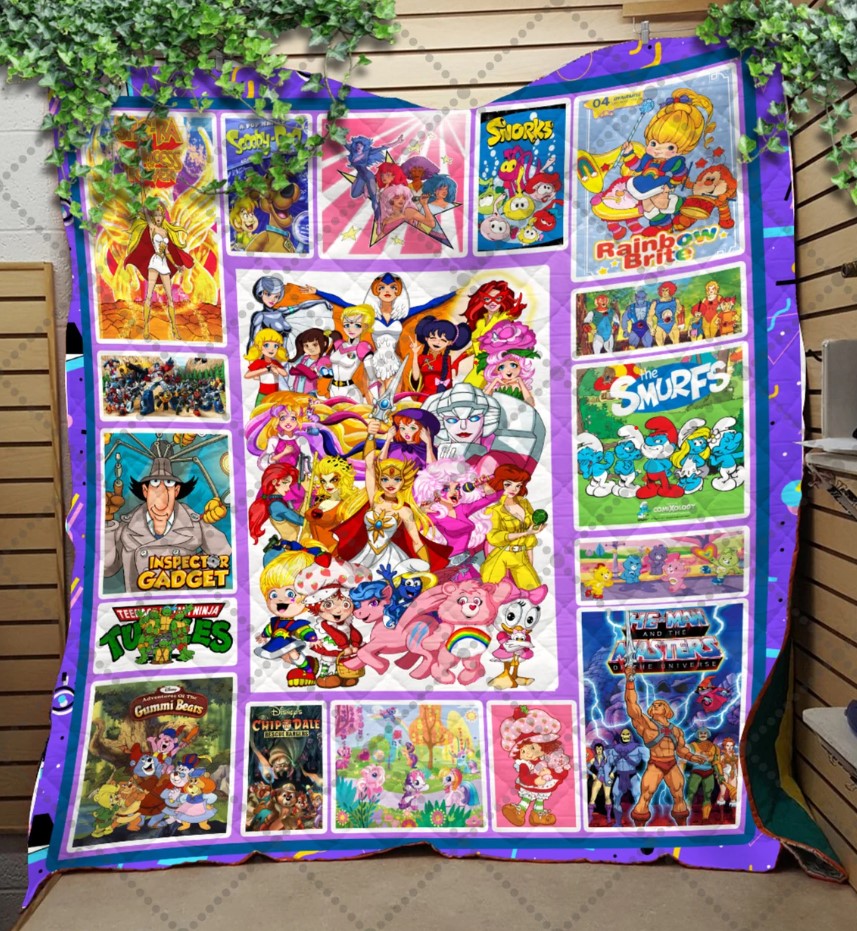 Personalized 80s Cartoon Quilt Blanket Cartoon Friends Nostalgia Care Bears Quilt Blanket Custom Name Blanket